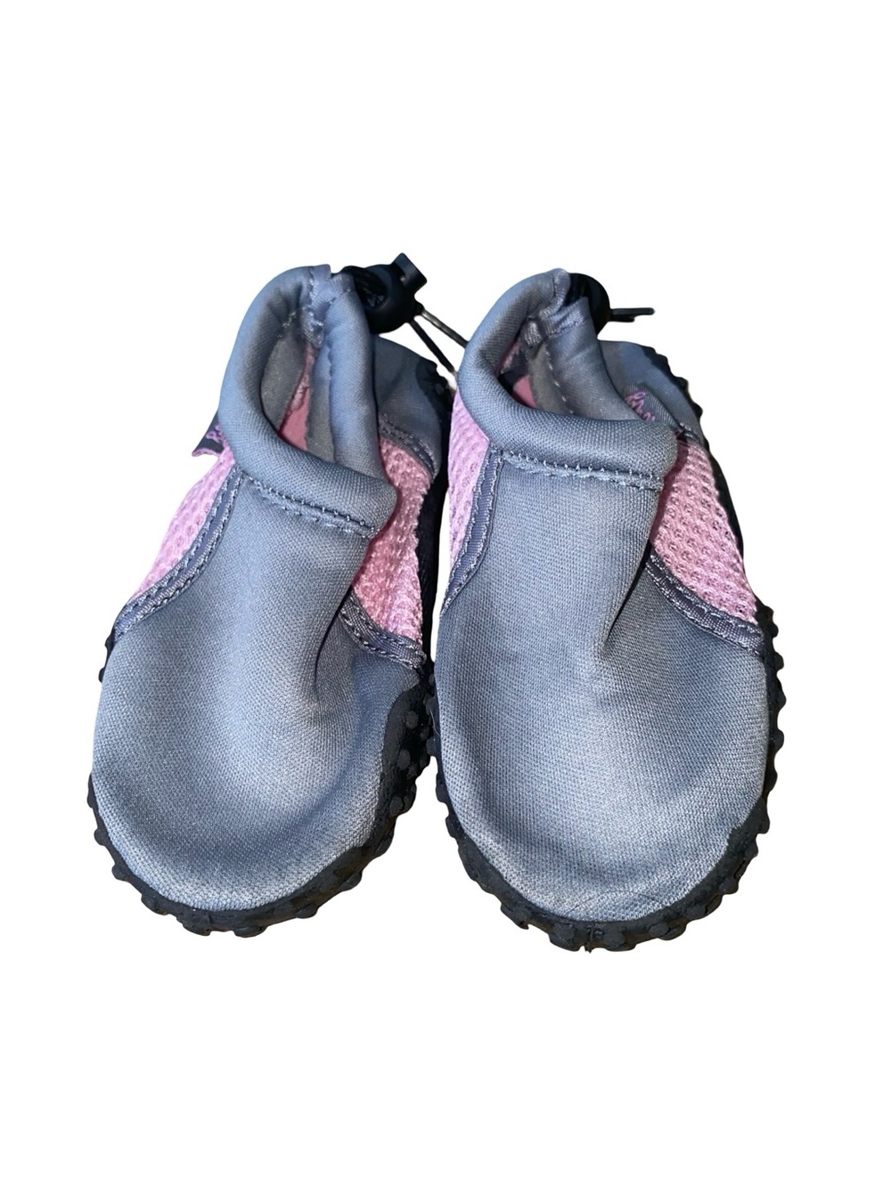 Beach Way Toddler Water Shoes Grey & Pink Mesh Slip-On Swim Booties Size 24M